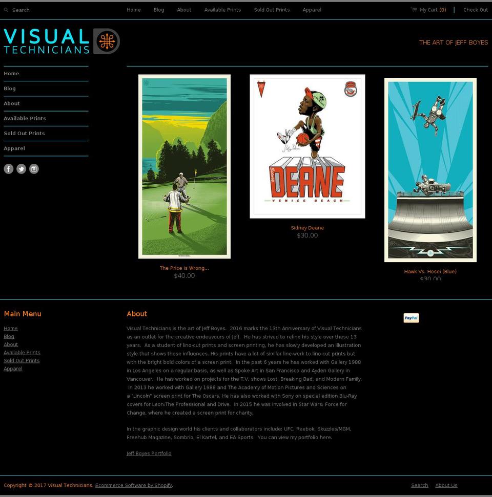visualtechnicians.com shopify website screenshot