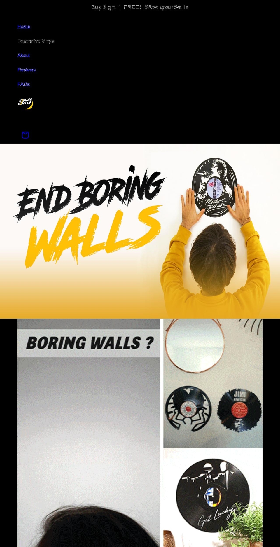 visualvinyls.com shopify website screenshot