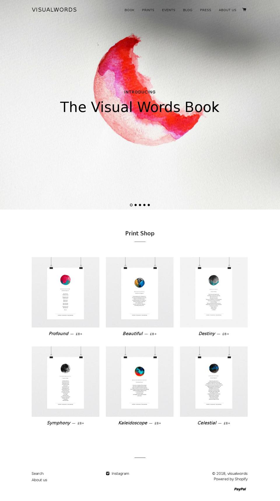 visualwordsbook.com shopify website screenshot