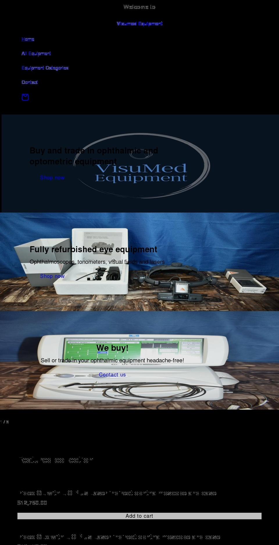 visumedequipment.com shopify website screenshot