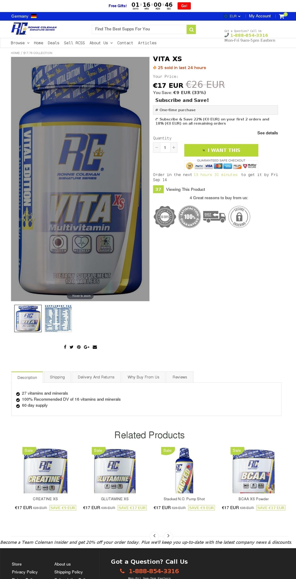 vita-xs.com shopify website screenshot