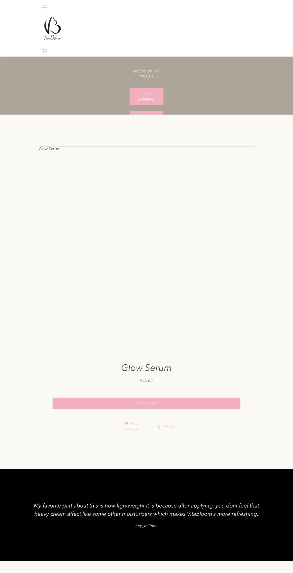 vitabloomskin.com — Shopify storefront screenshot