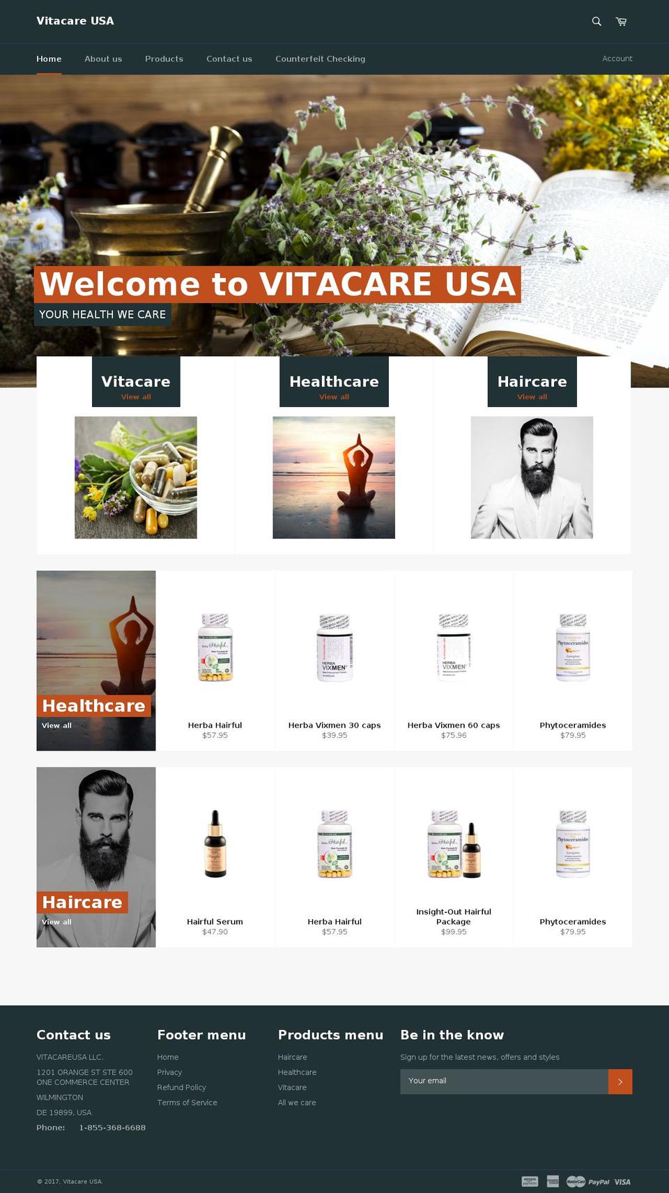 vitacareusa.com shopify website screenshot