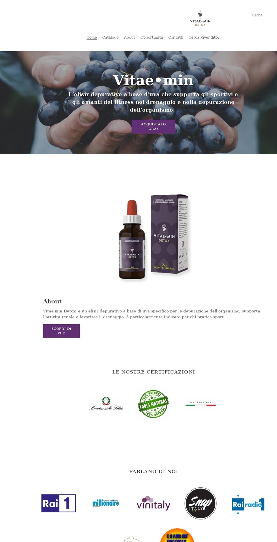 vitaemindetox.it shopify website screenshot