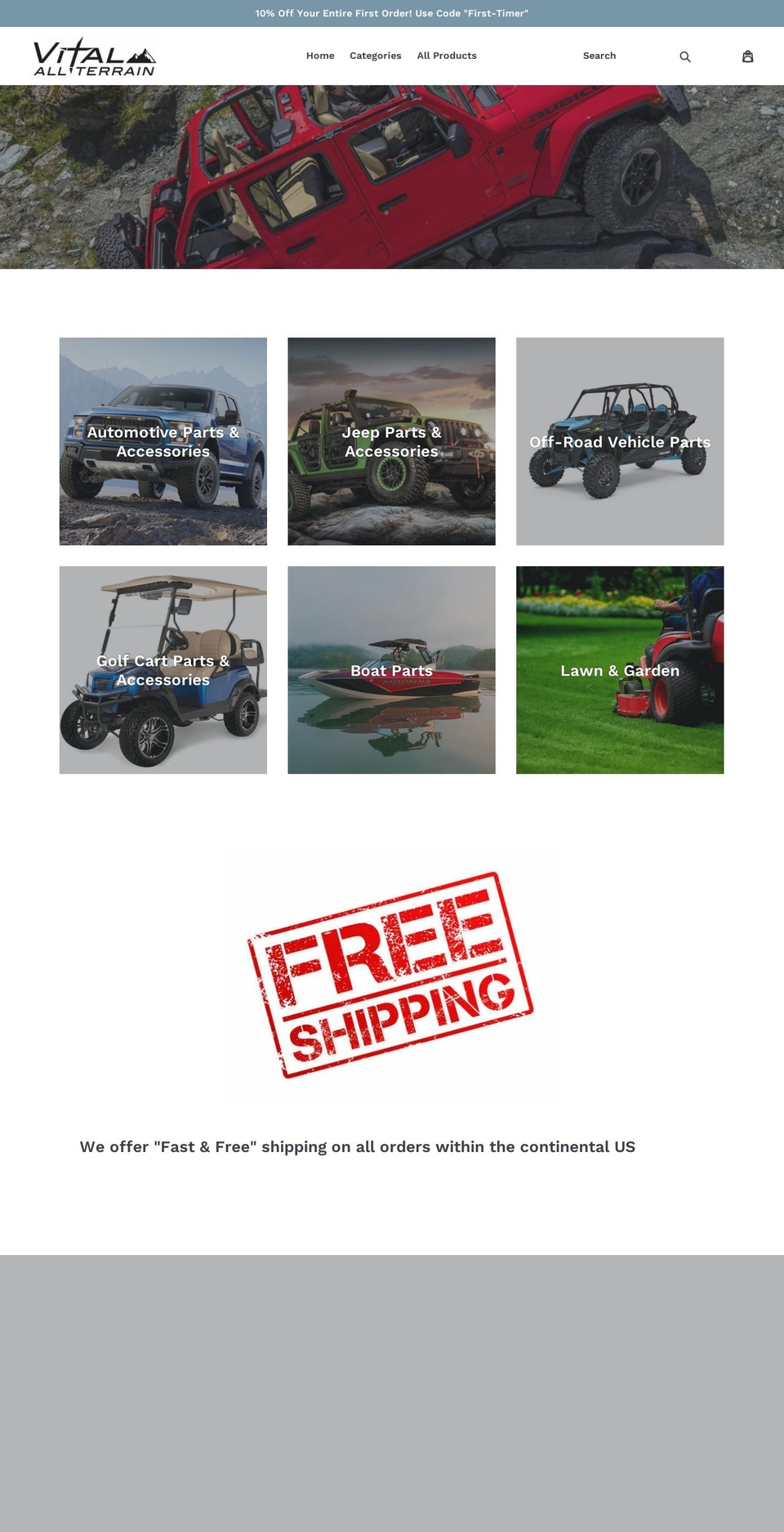 vitalallterrain.com shopify website screenshot