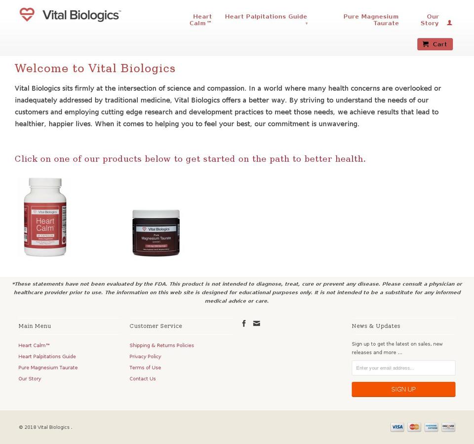 vitalbiologics.com shopify website screenshot
