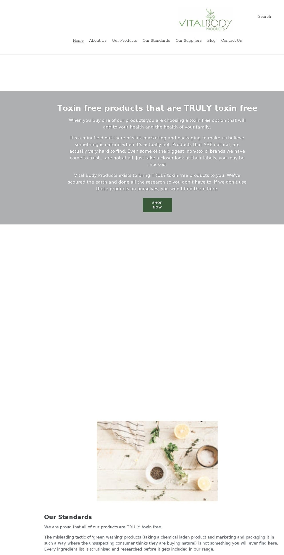vitalbodyproducts.com.au shopify website screenshot