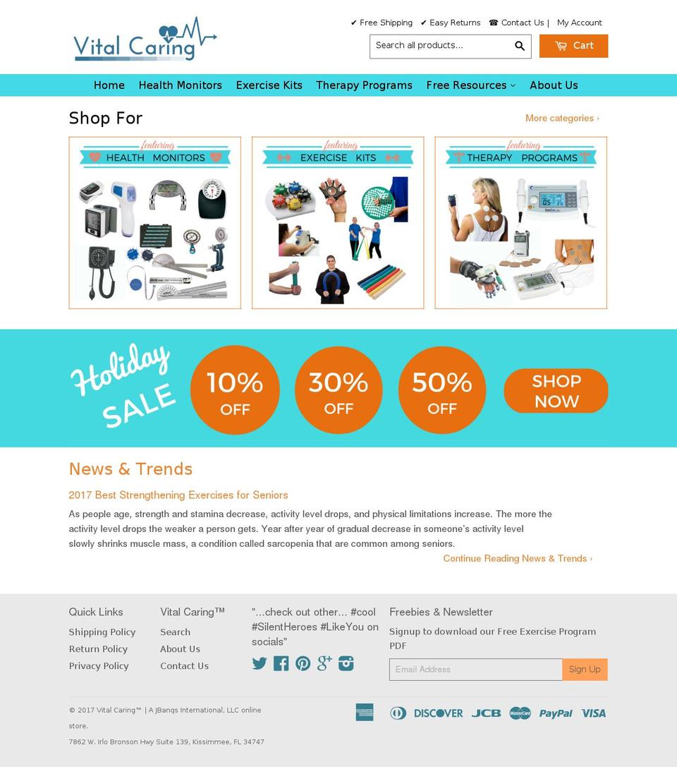 vitalcaring.com shopify website screenshot