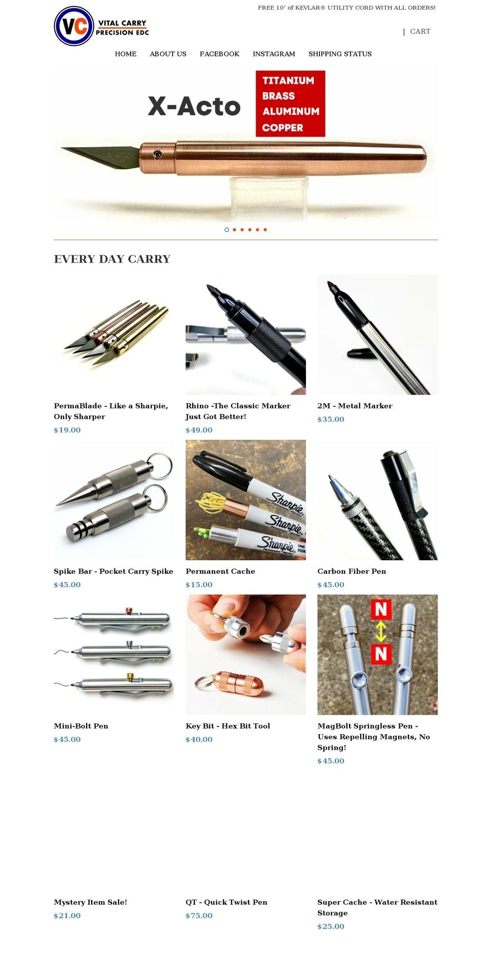 vitalcarry.com shopify website screenshot