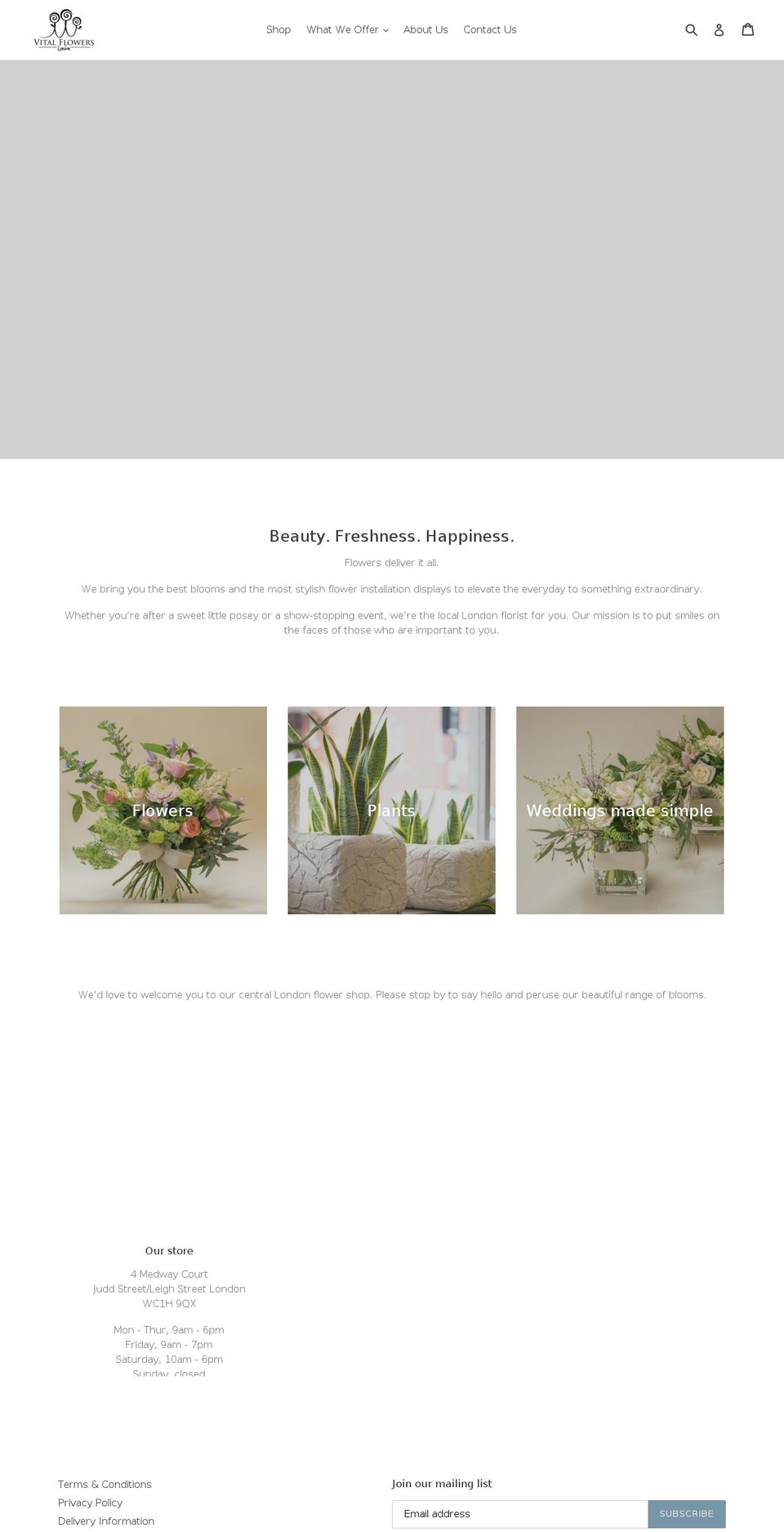 vitalflowers.co.uk shopify website screenshot