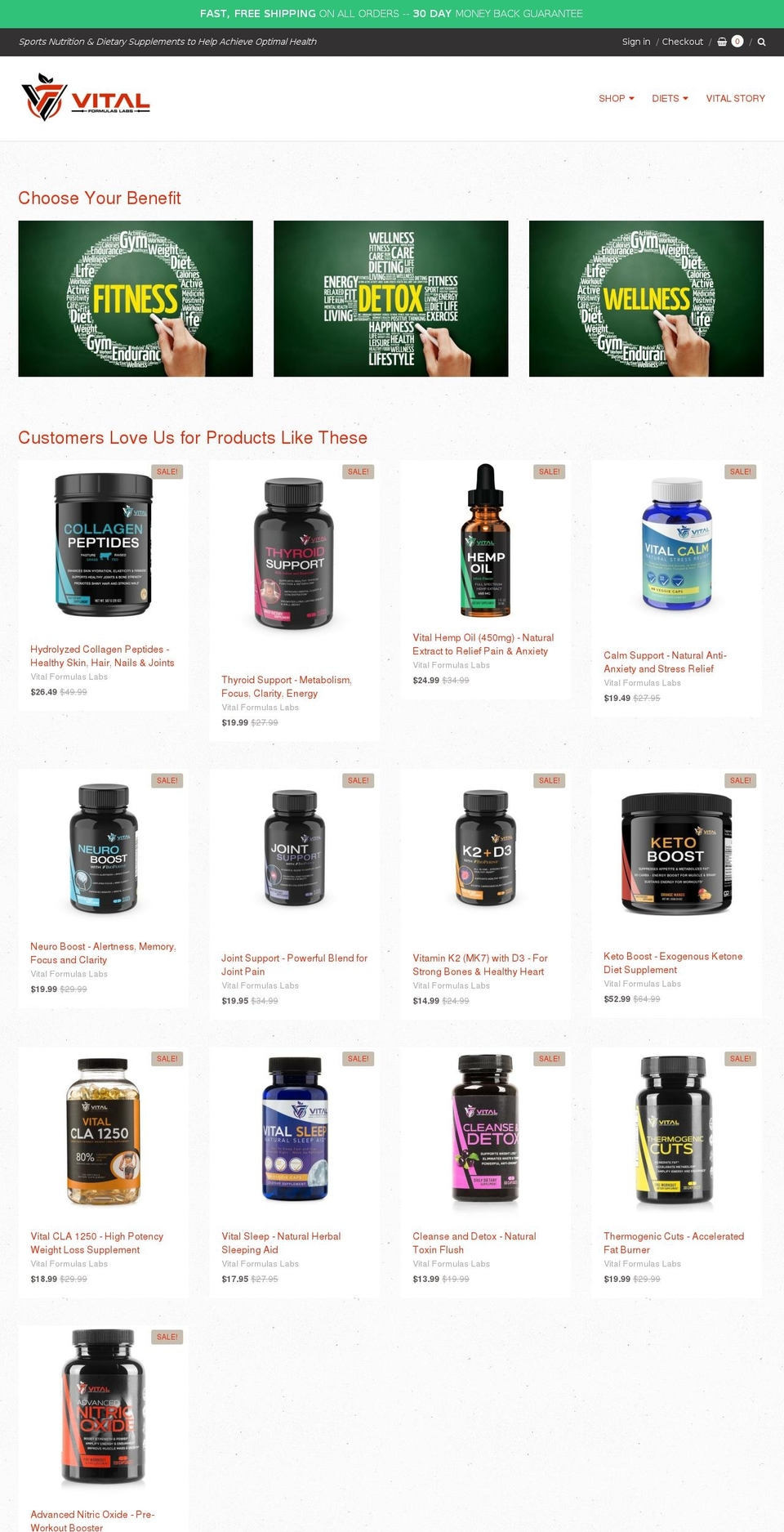 vitalformulas.com — Shopify storefront screenshot