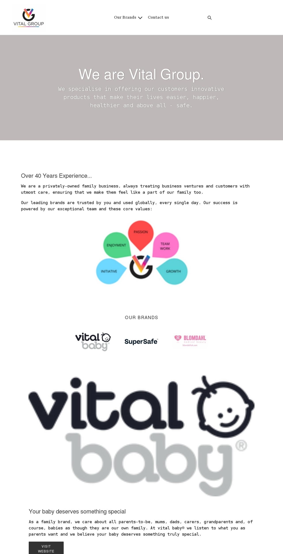 vitalgroup.co.uk shopify website screenshot