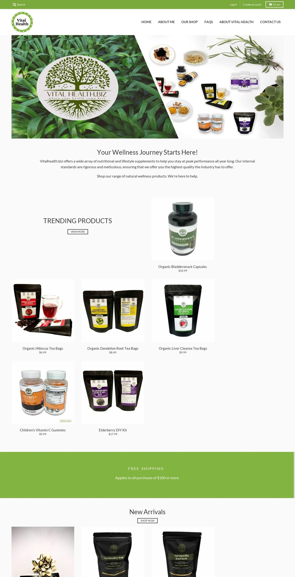 vitalhealth.biz shopify website screenshot