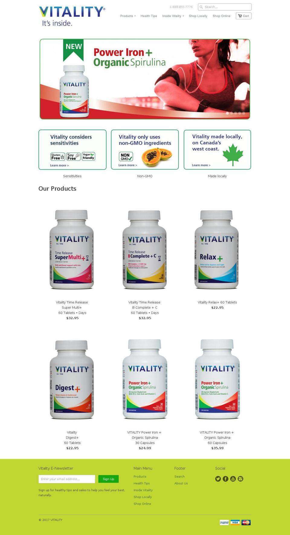 vitality.ca shopify website screenshot