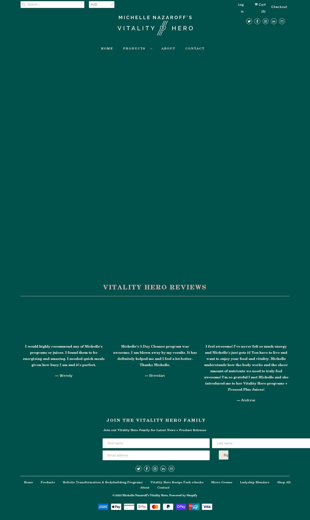 vitalityhero.com.au shopify website screenshot