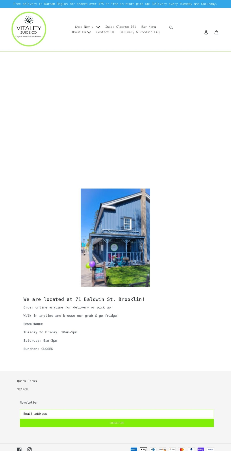 vitalityjuiceco.ca shopify website screenshot