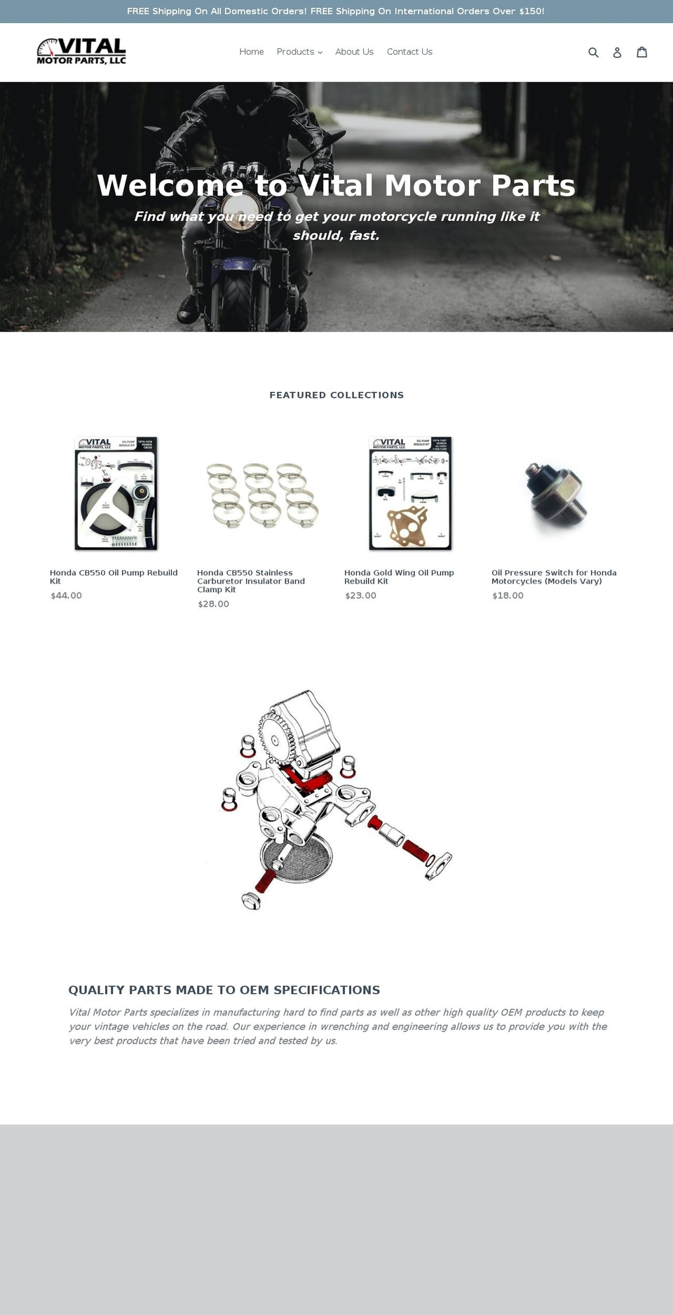 vitalmotorparts.com shopify website screenshot