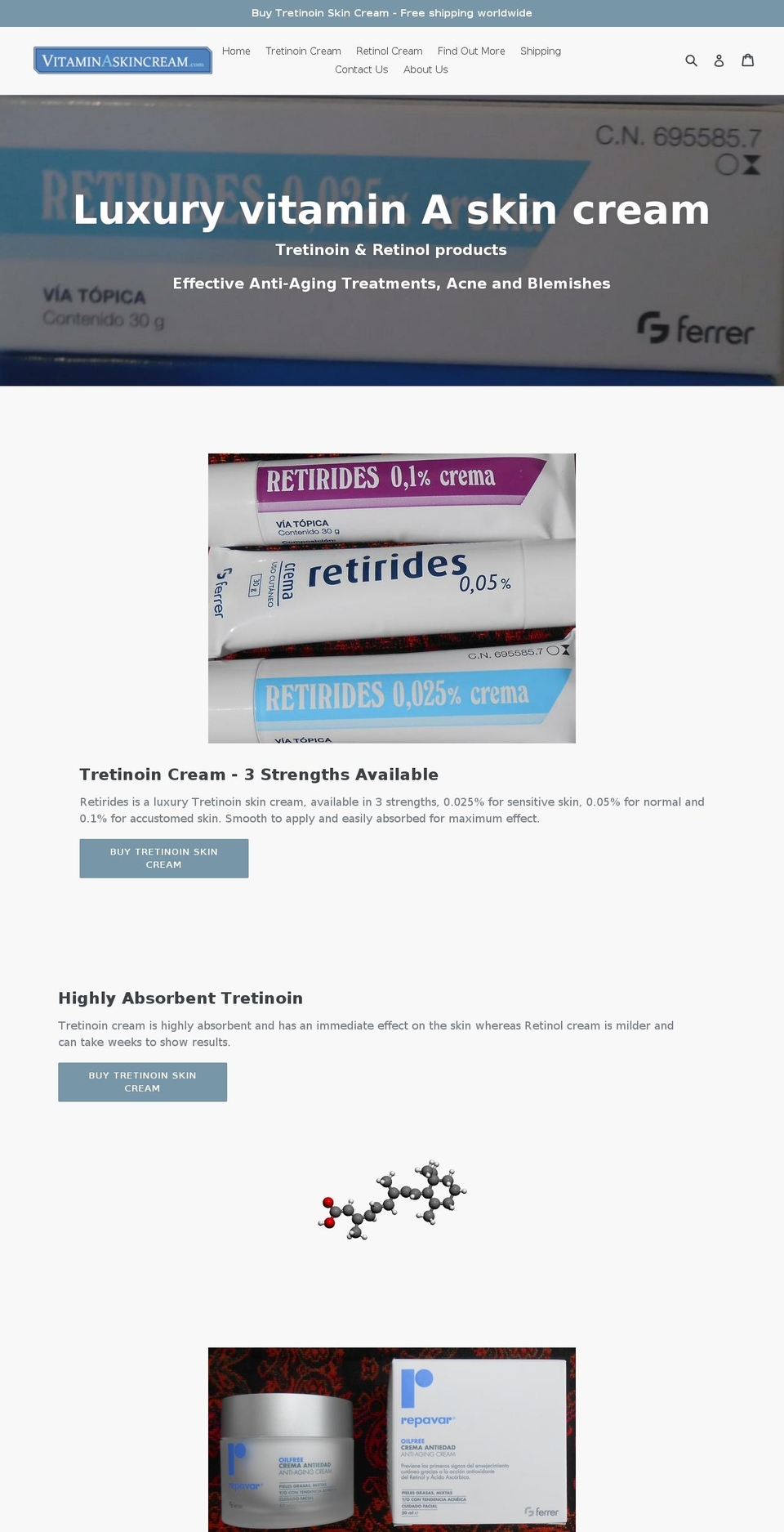 vitaminaskincream.com — Shopify storefront screenshot