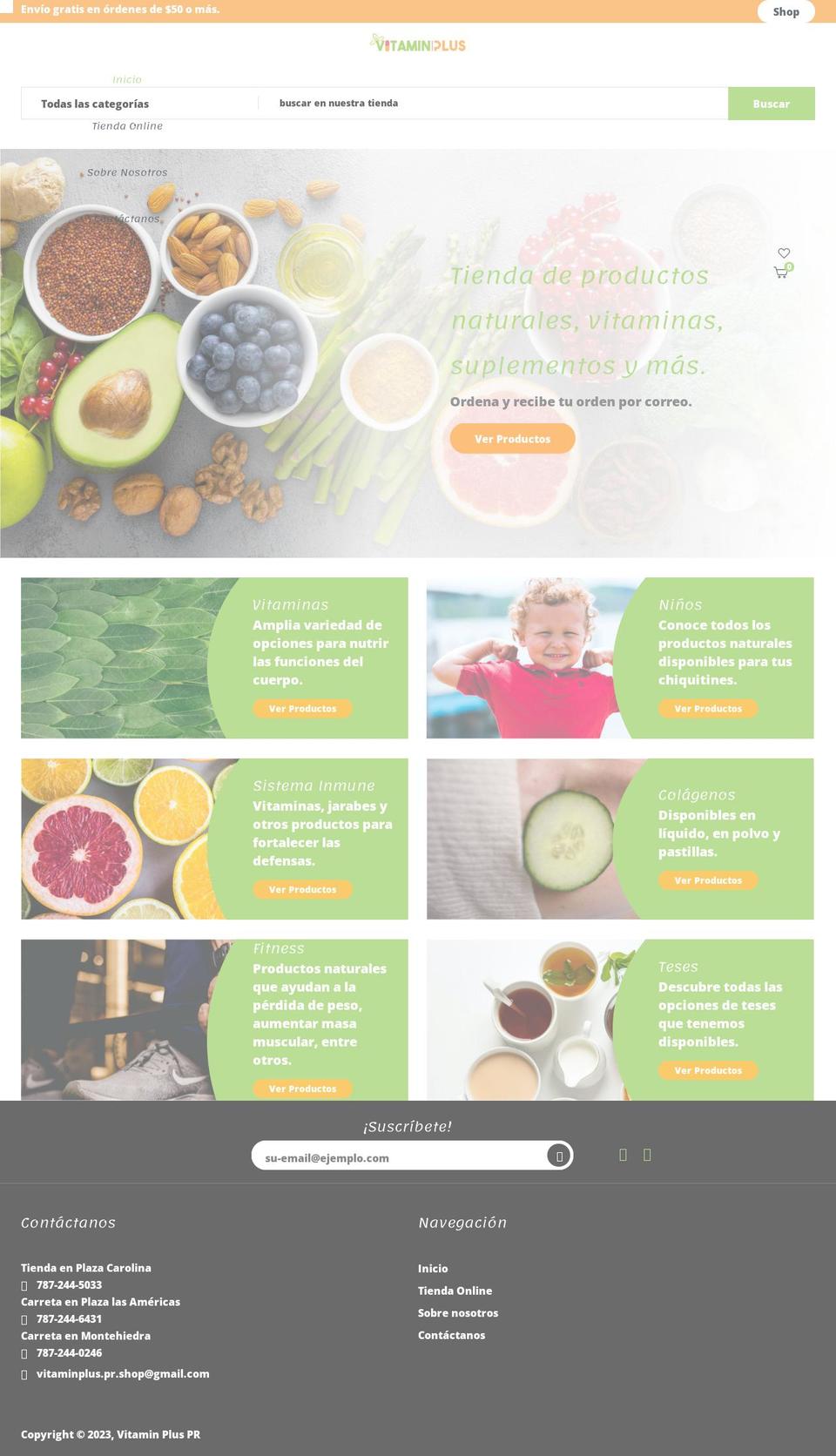 Groca Shopify theme site example vitaminpluspr.com