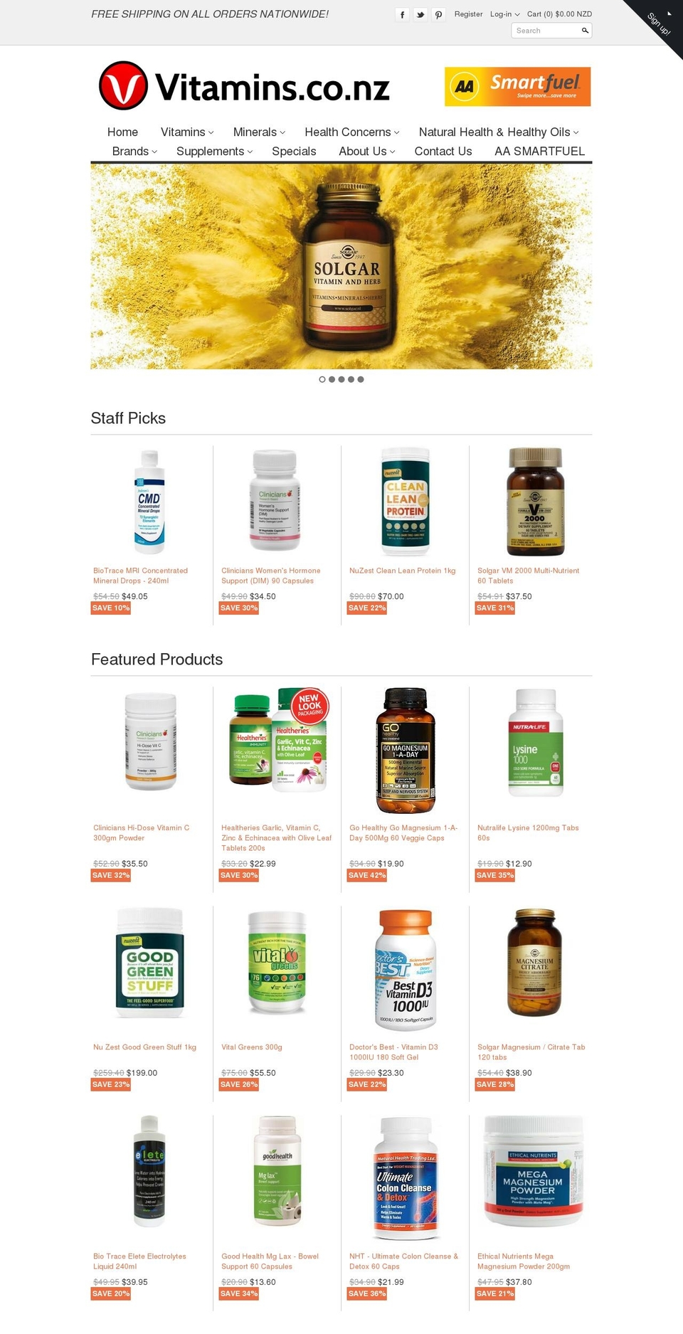 vitamins.co.nz shopify website screenshot