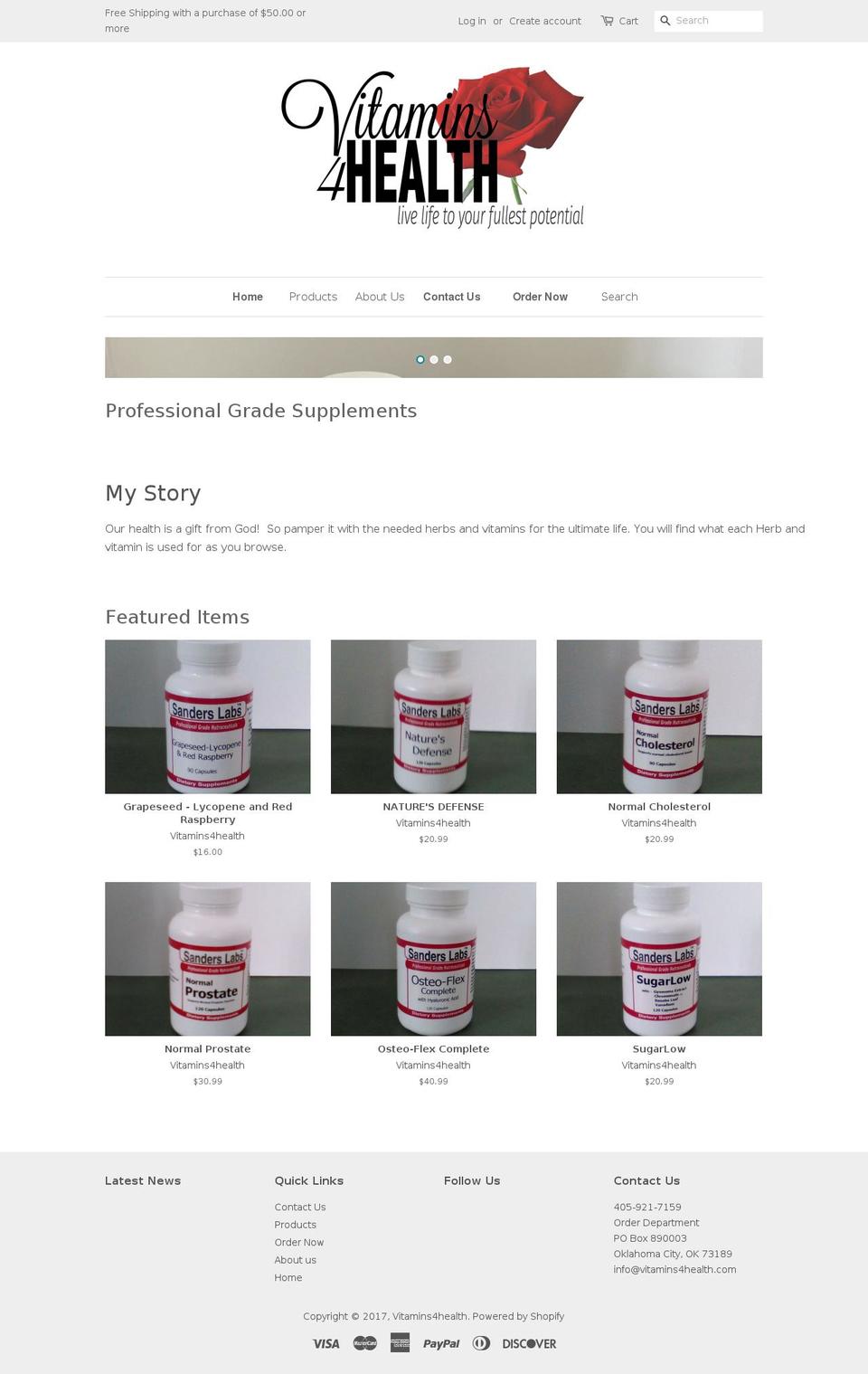 vitamins4health.com shopify website screenshot