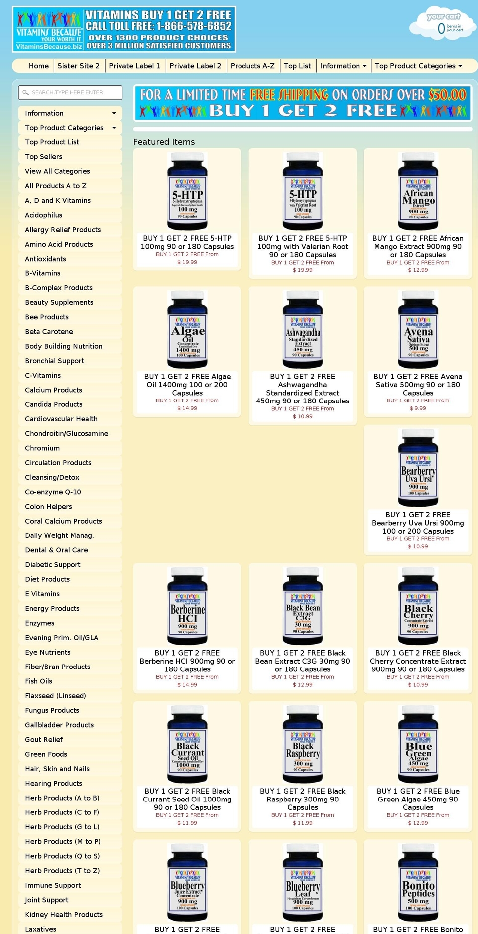 vitaminsbecause.biz shopify website screenshot