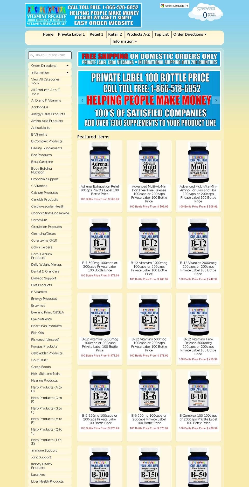 vitaminsbecause.us shopify website screenshot