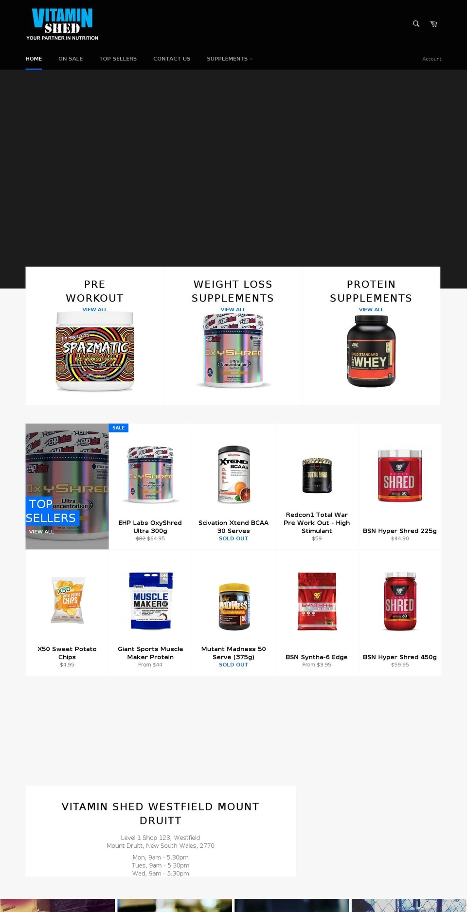 vitaminshed.com.au shopify website screenshot