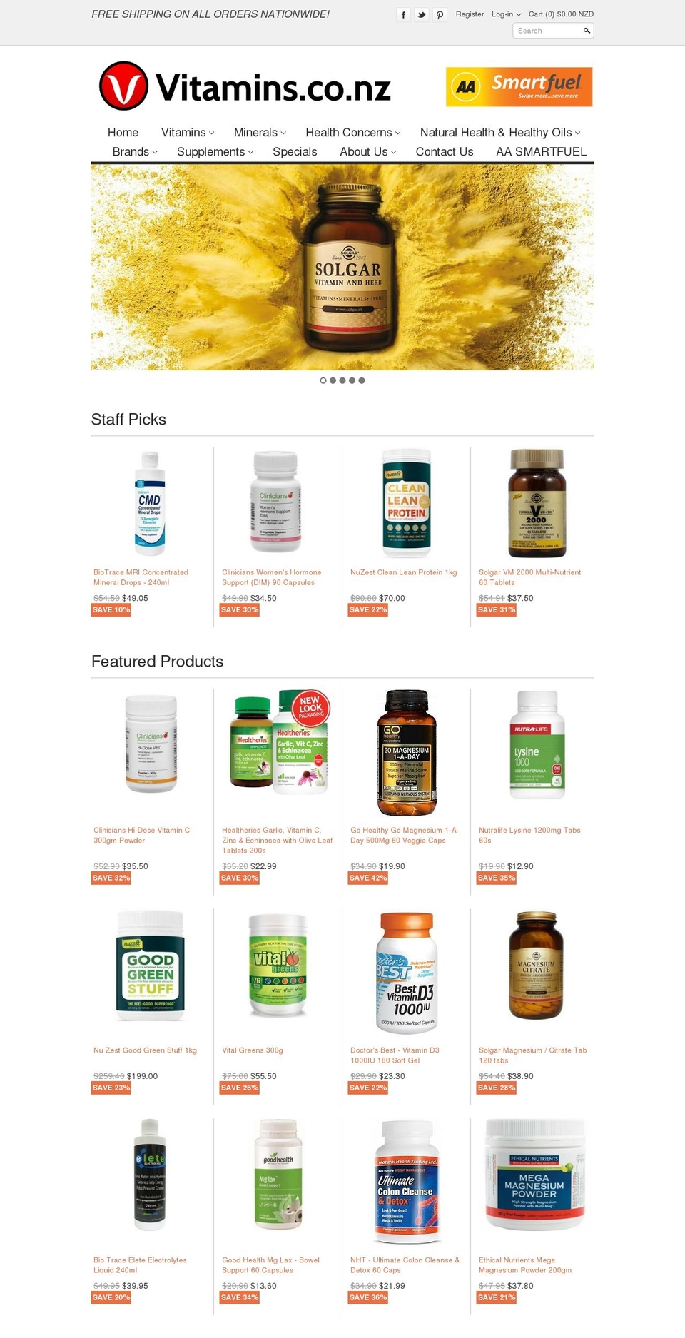 vitaminsonline.co.nz shopify website screenshot