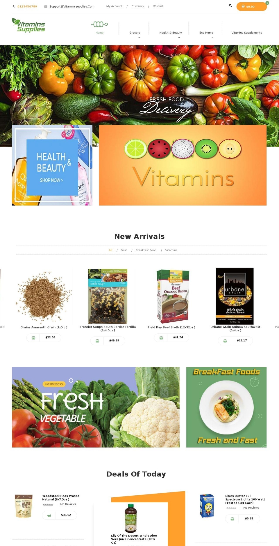 home1 Shopify theme site example vitaminssupplies.com