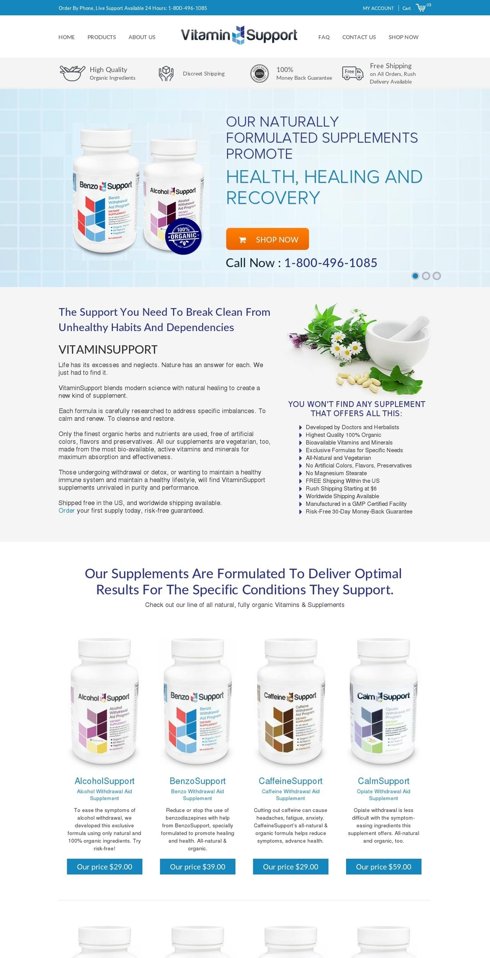 vitaminsupport.net shopify website screenshot