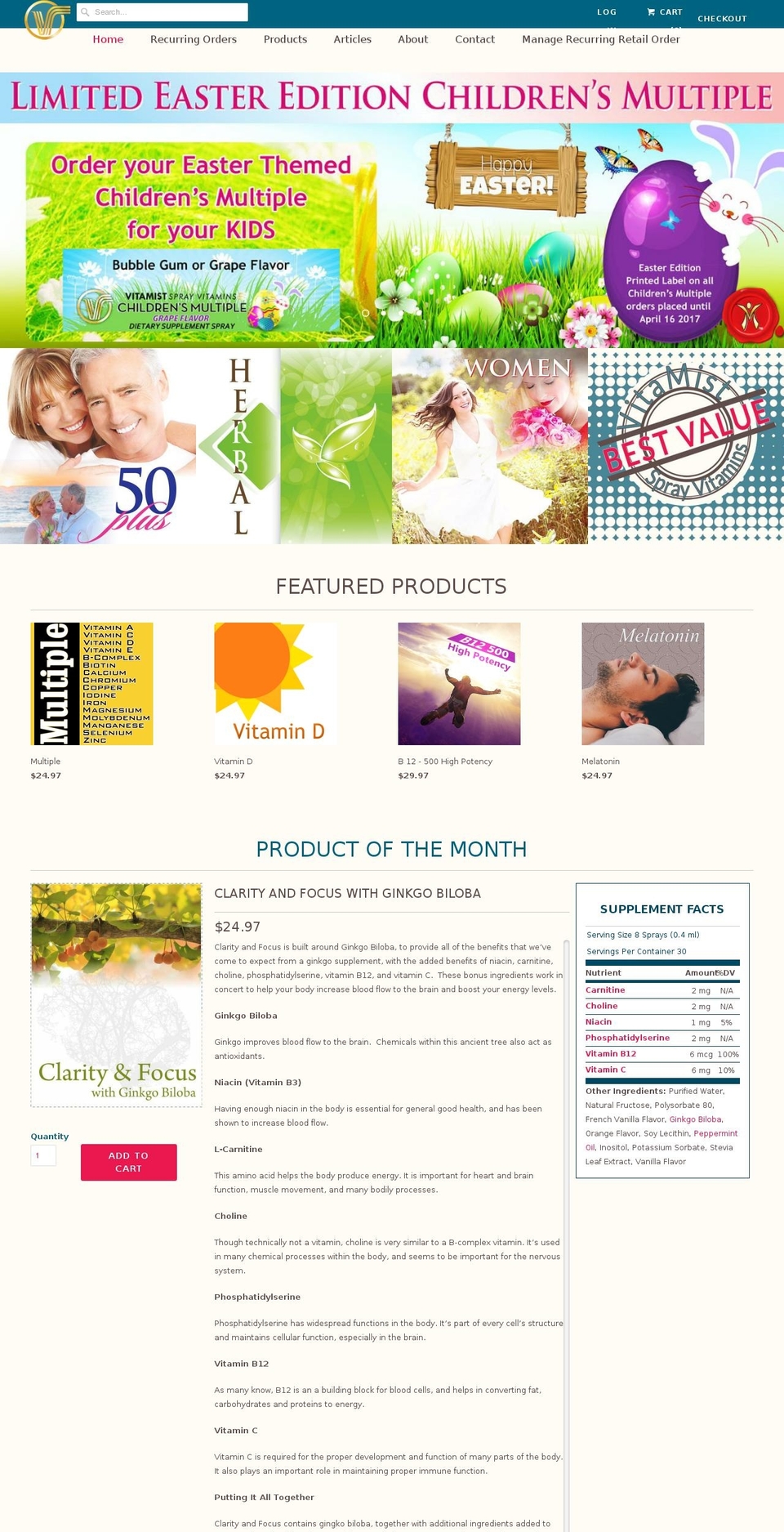 vitamistsprays.com shopify website screenshot