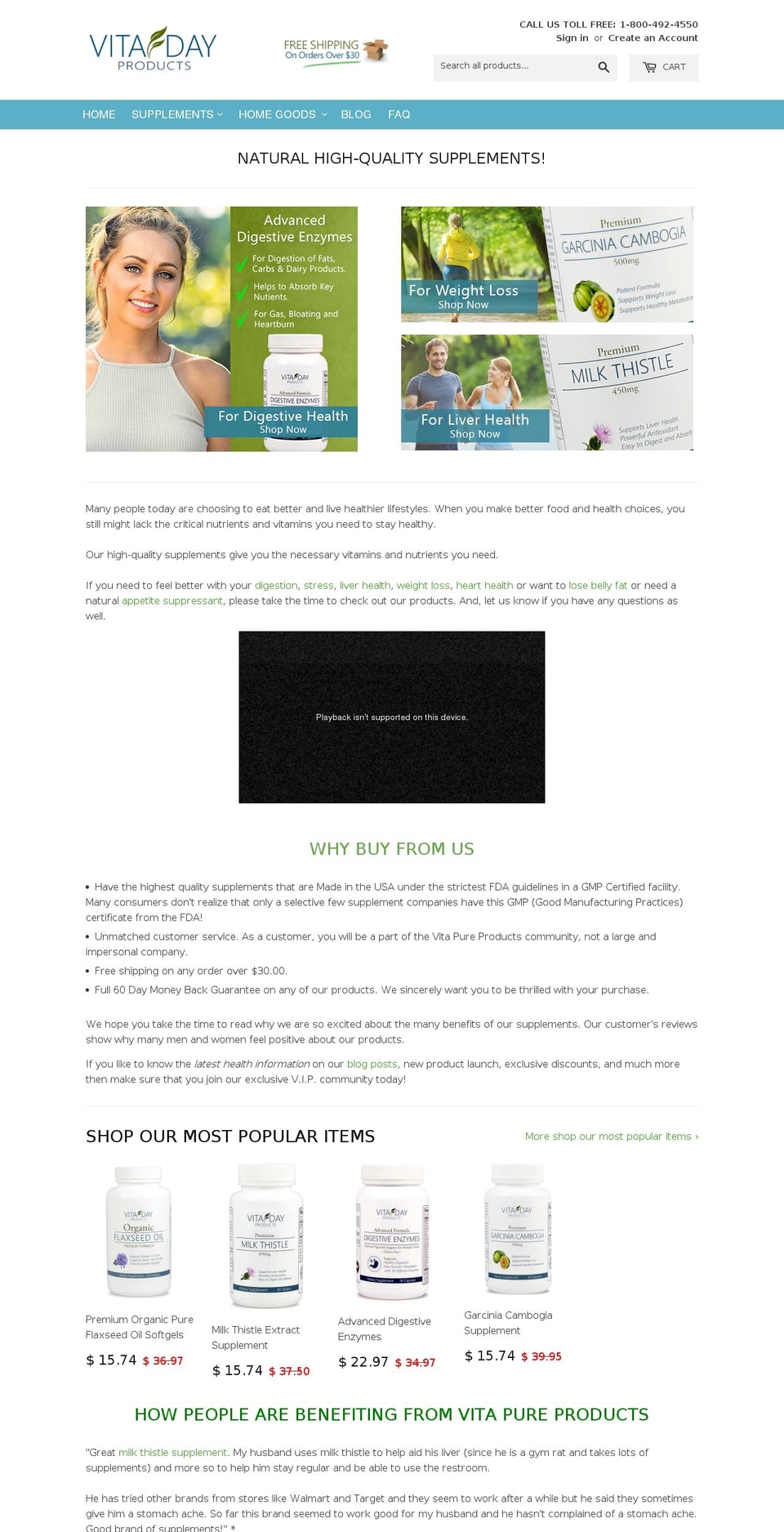 vitapureproducts.com shopify website screenshot