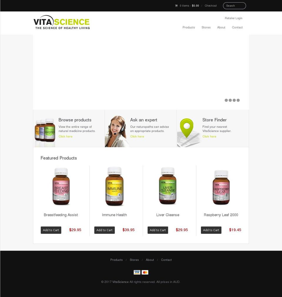 vitascience.com.au shopify website screenshot