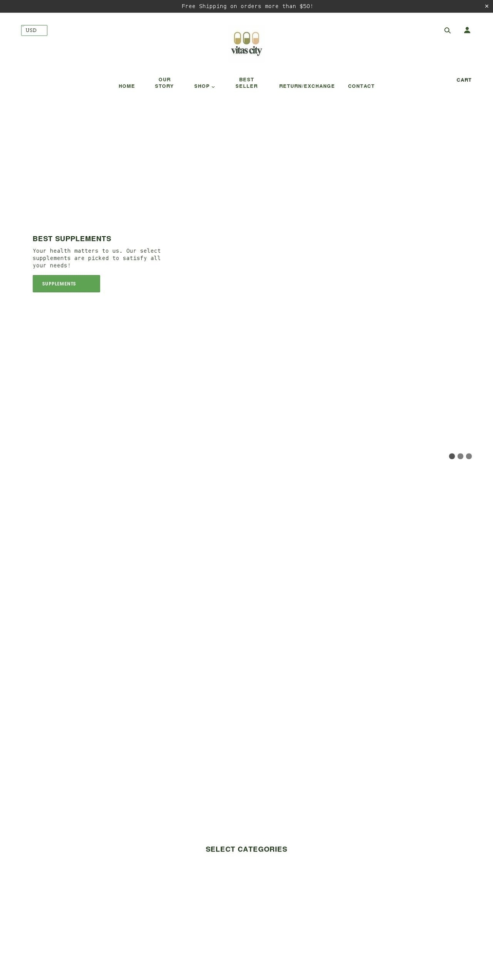 vitascity.com shopify website screenshot