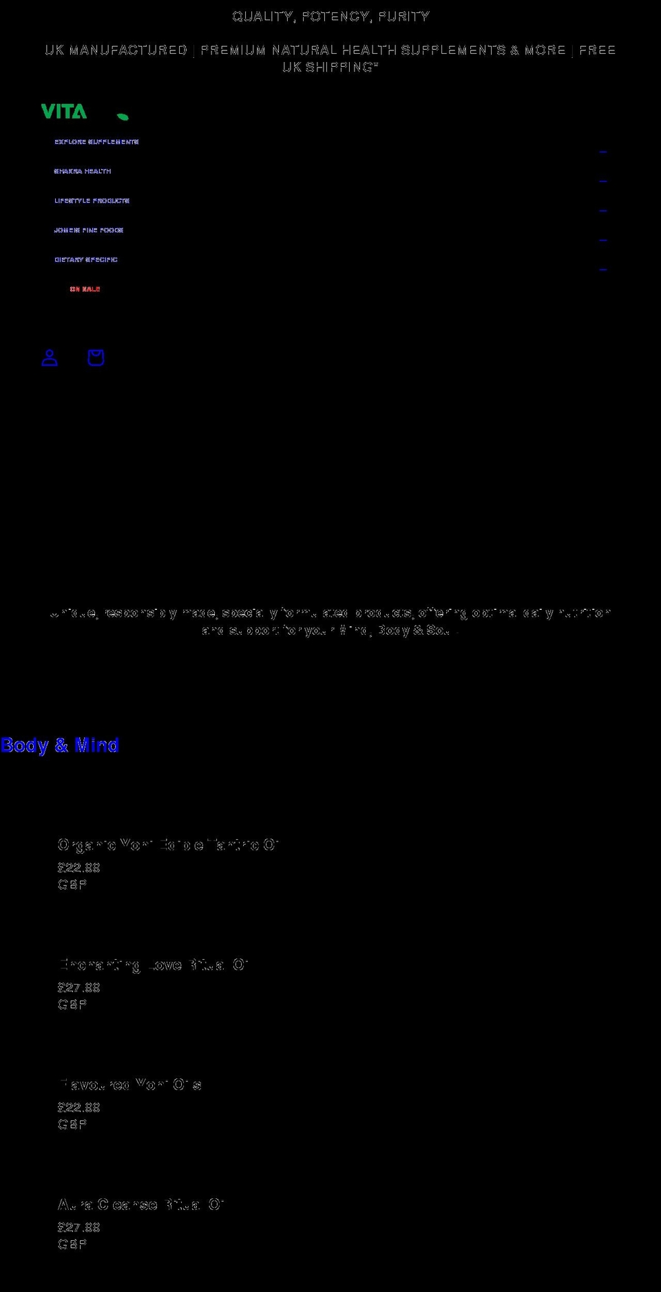 vitasharks.co.uk shopify website screenshot