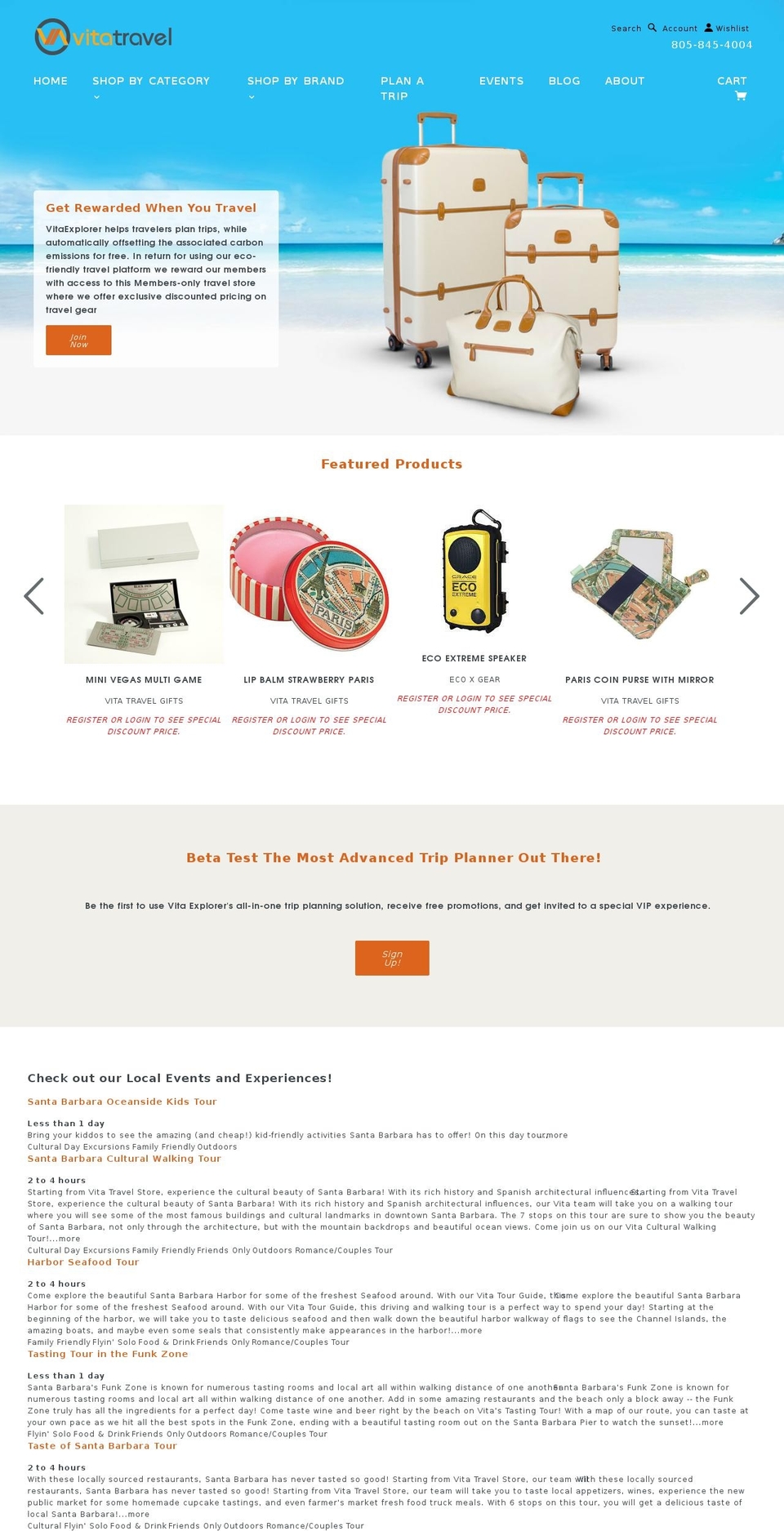 vitatravelstore.com shopify website screenshot