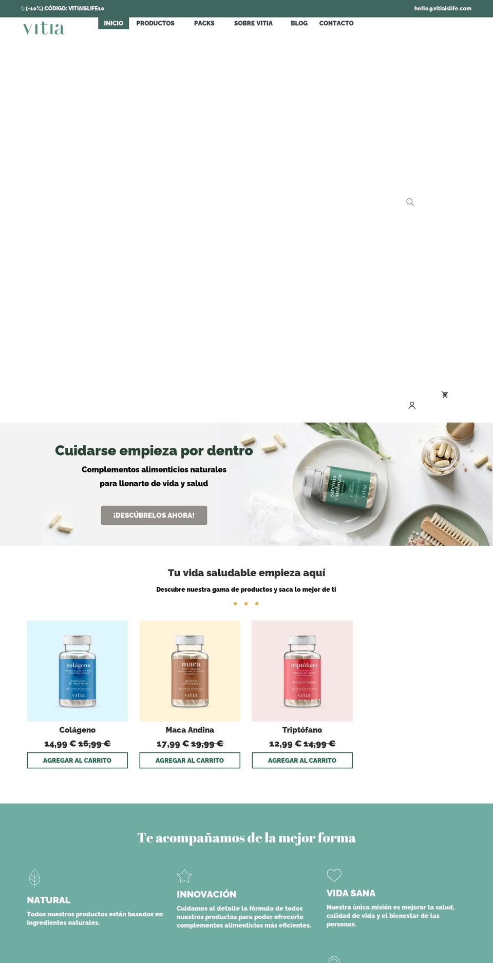 vitiaislife.com shopify website screenshot