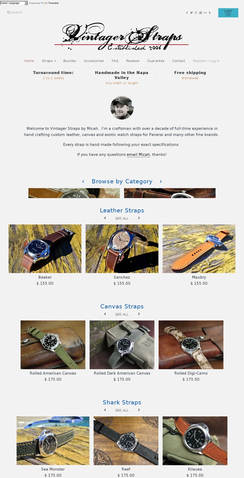 vitnagerstraps.com — Shopify storefront screenshot