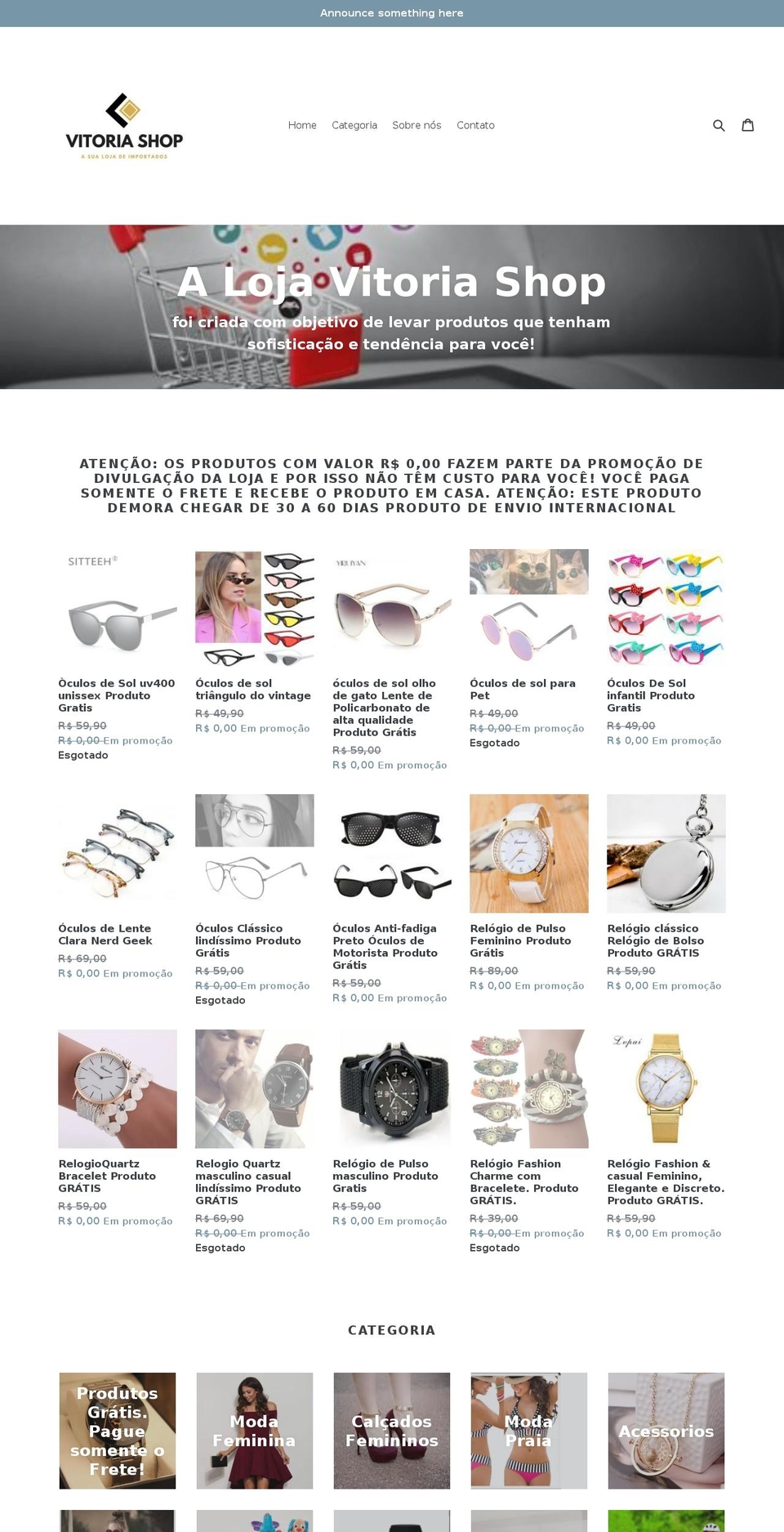 vitoriashop.com.br shopify website screenshot