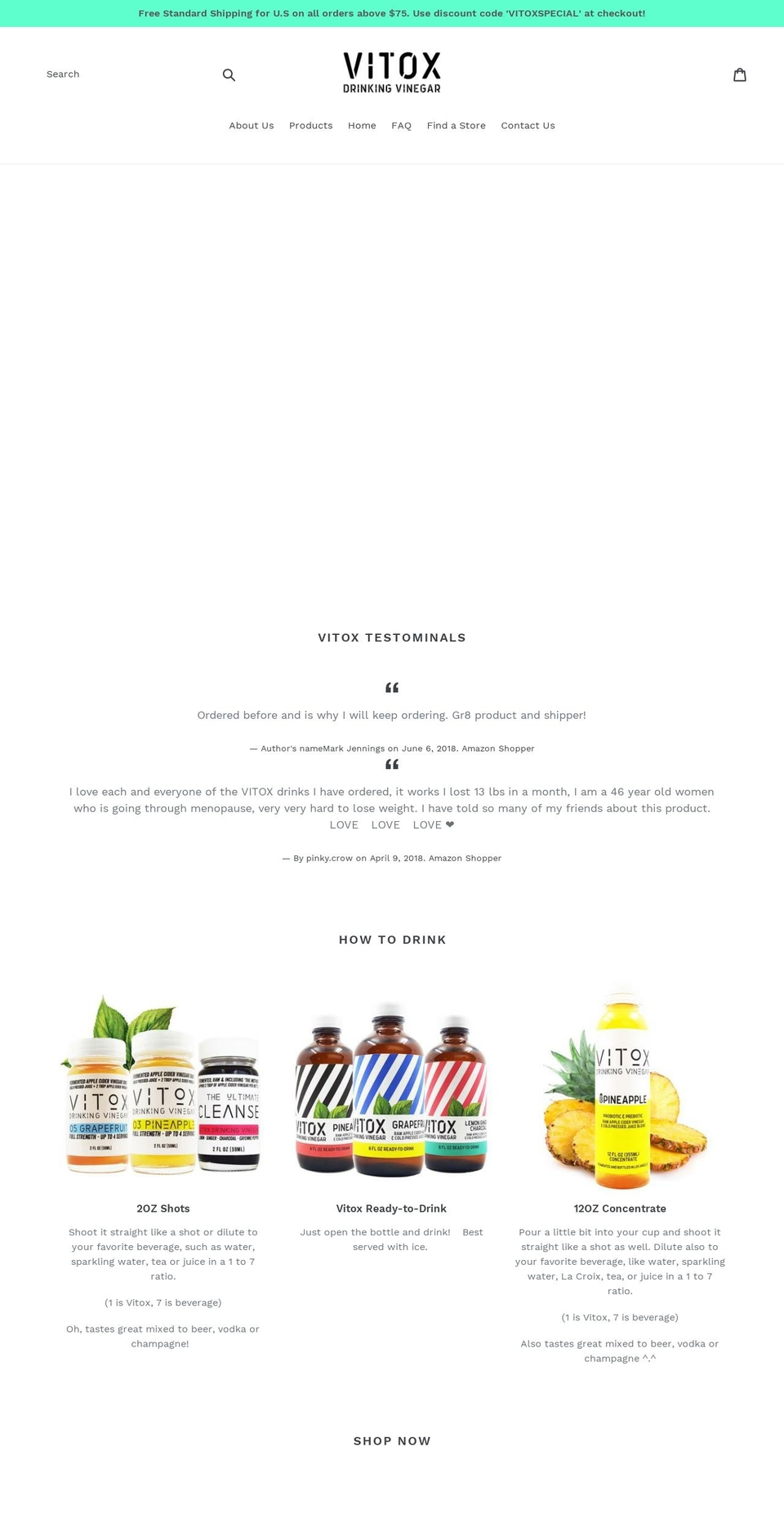 vitoxvinegar.com — Shopify storefront screenshot