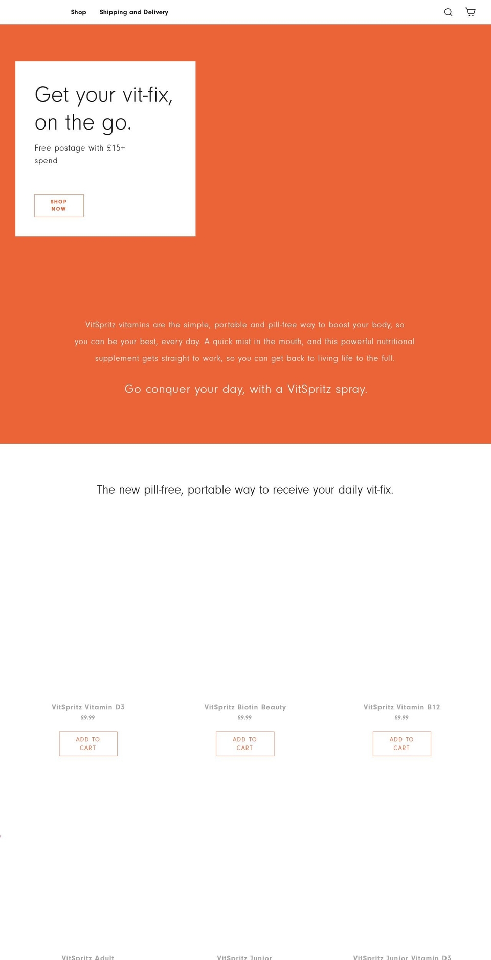 vitspritzhealth.com shopify website screenshot