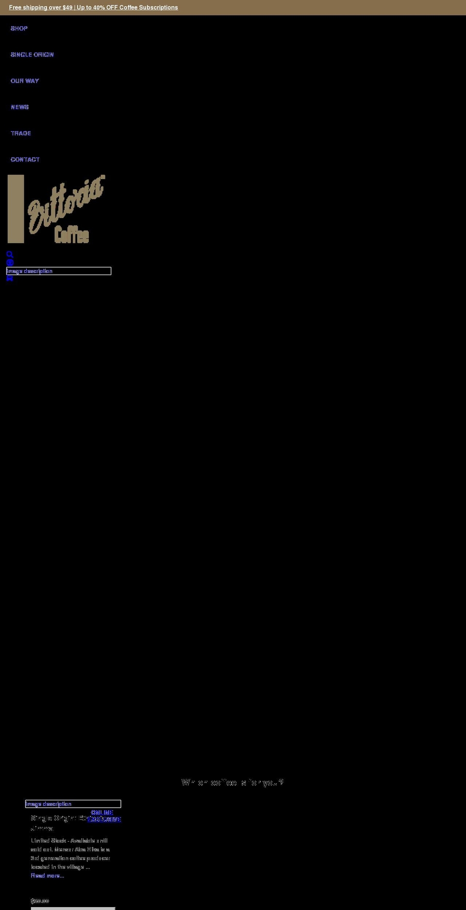 vittoriacoffee.com shopify website screenshot