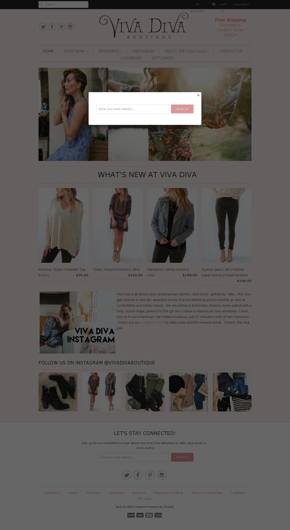 vivadivaboutique.com shopify website screenshot