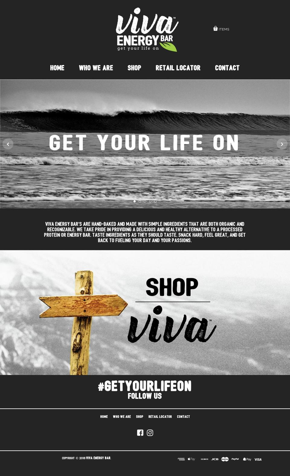 vivaenergybar.com — Shopify storefront screenshot