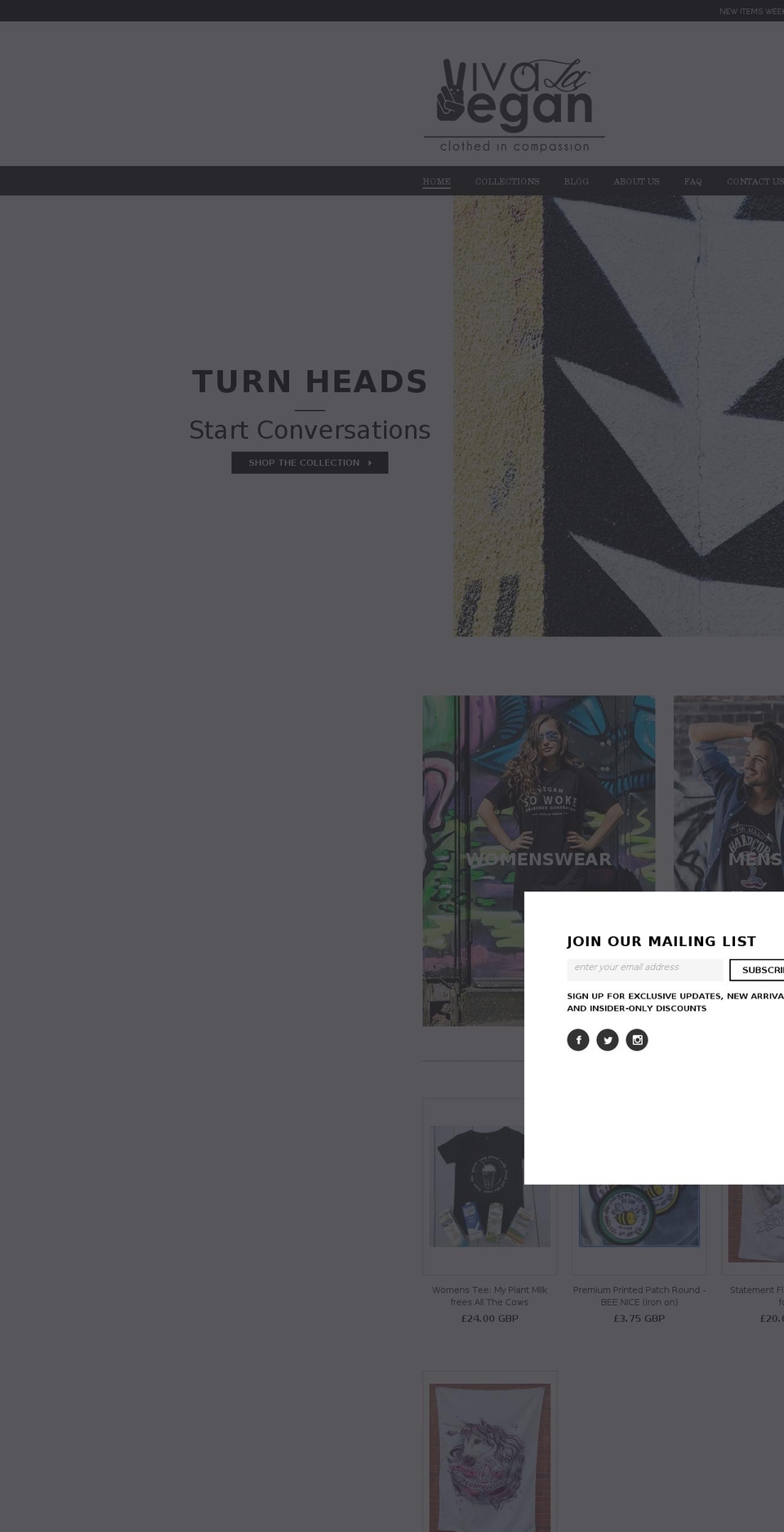 vivalavegans.com — Shopify storefront screenshot