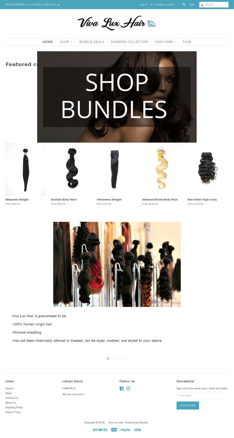 vivaluxhair.com shopify website screenshot
