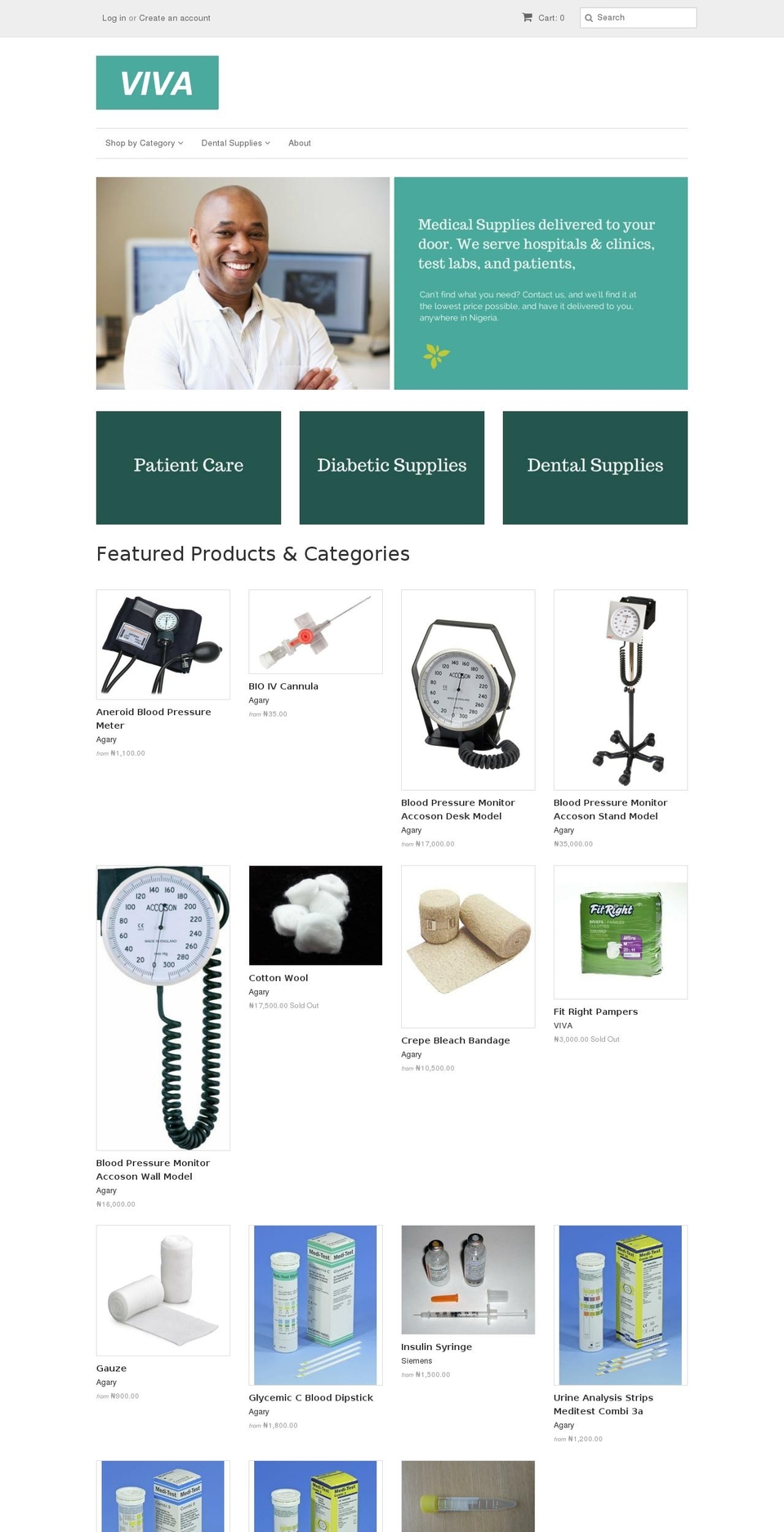 vivamedicals.com — Shopify storefront screenshot