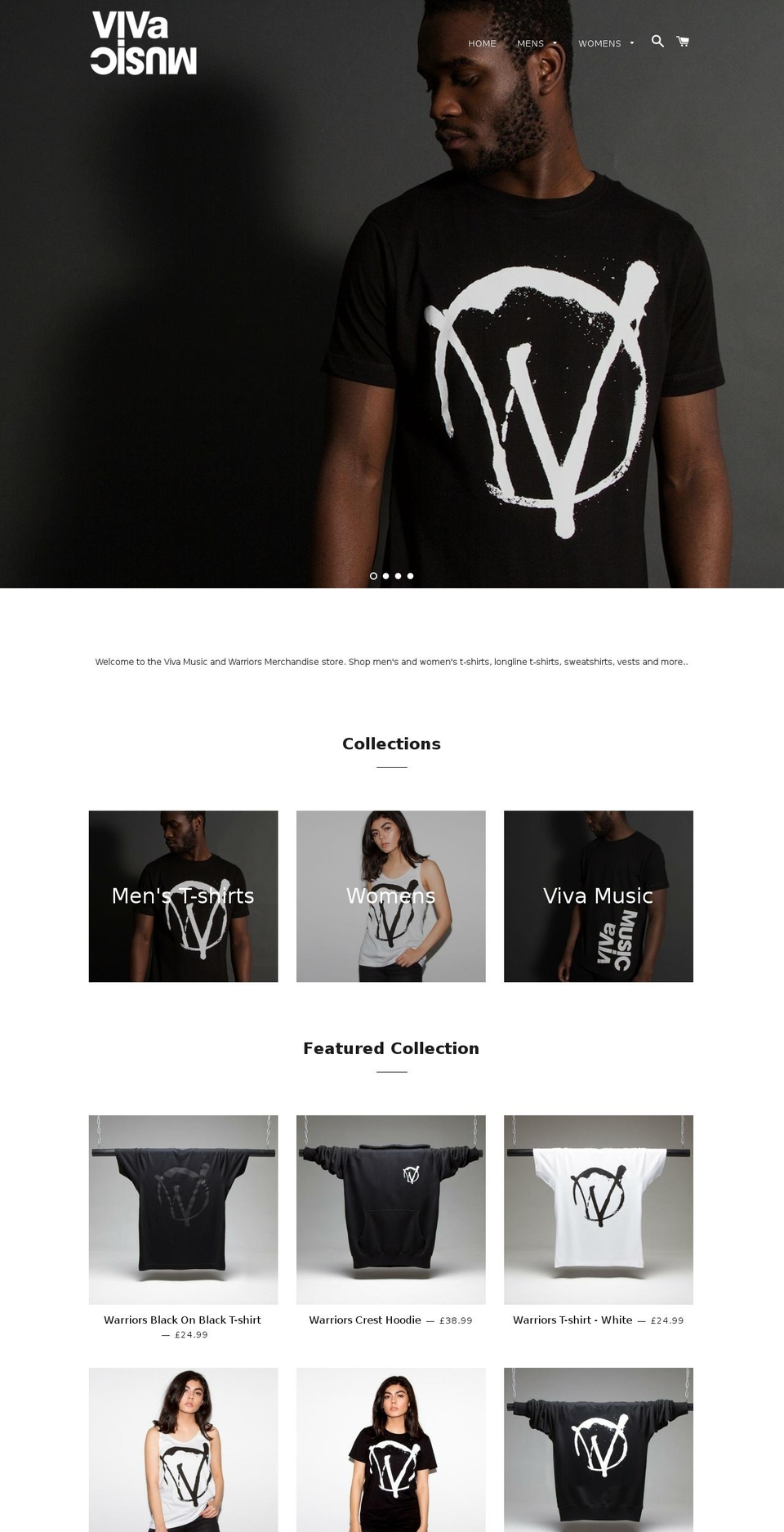 vivamusicmerchandise.com — Shopify storefront screenshot