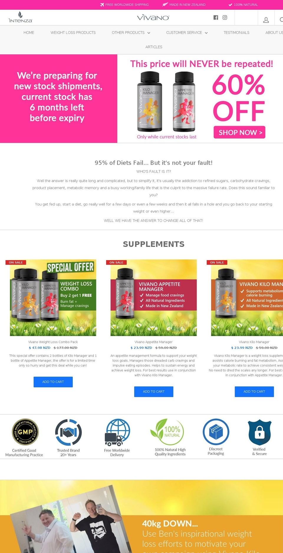 vivanohealth.com — Shopify storefront screenshot